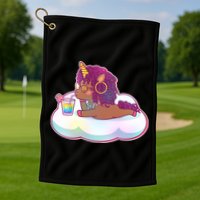 Cute Afro Unicorn Golf Towel