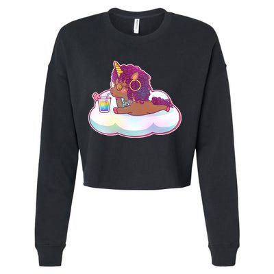Cute Afro Unicorn Cropped Pullover Crew