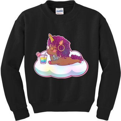 Cute Afro Unicorn Kids Sweatshirt