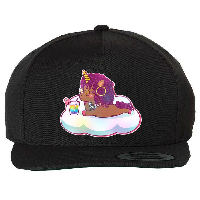 Cute Afro Unicorn Wool Snapback Cap