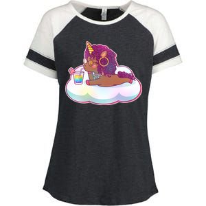 Cute Afro Unicorn Enza Ladies Jersey Colorblock Tee