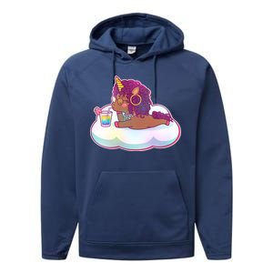 Cute Afro Unicorn Performance Fleece Hoodie