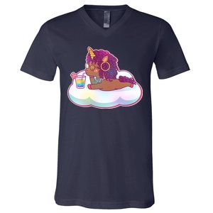 Cute Afro Unicorn V-Neck T-Shirt