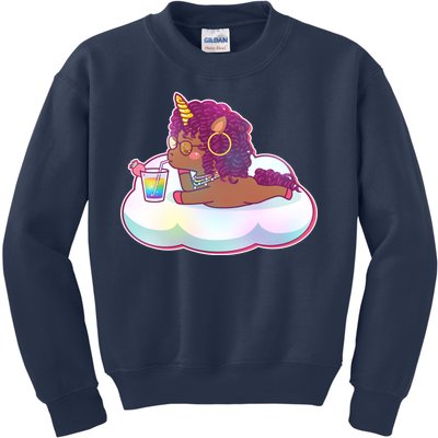 Cute Afro Unicorn Kids Sweatshirt