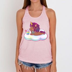 Cute Afro Unicorn Women's Knotted Racerback Tank