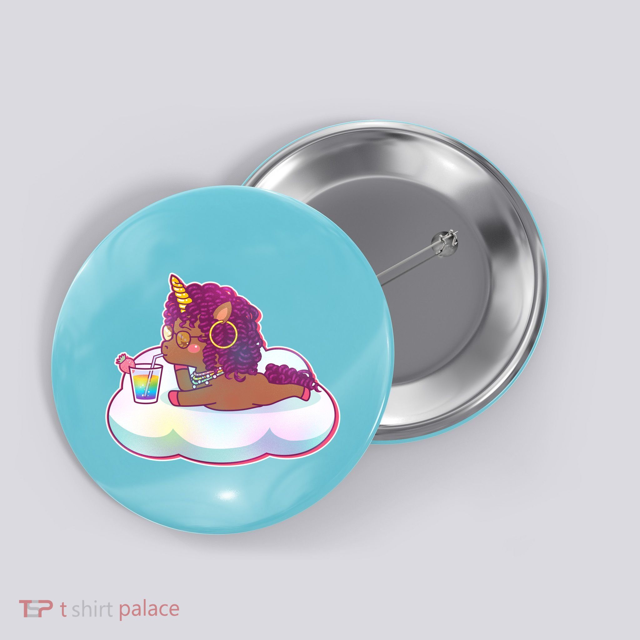 Cute Afro Unicorn Button
