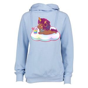 Cute Afro Unicorn Womens Funnel Neck Pullover Hood