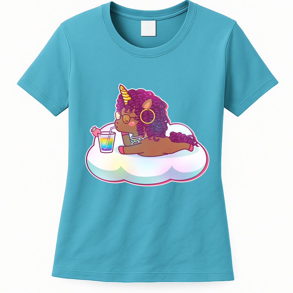 Cute Afro Unicorn Womens T-Shirt