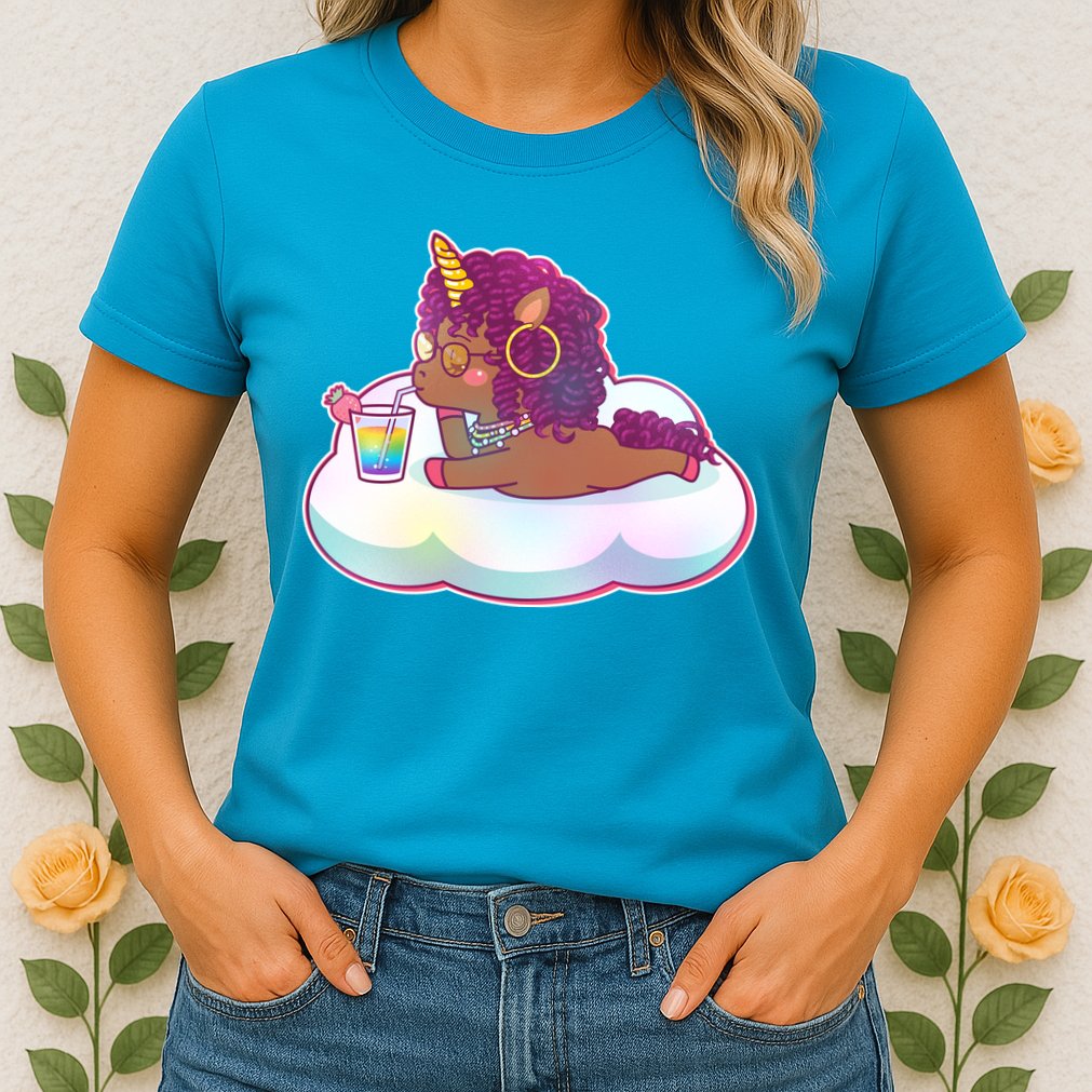 Cute Afro Unicorn Womens T-Shirt