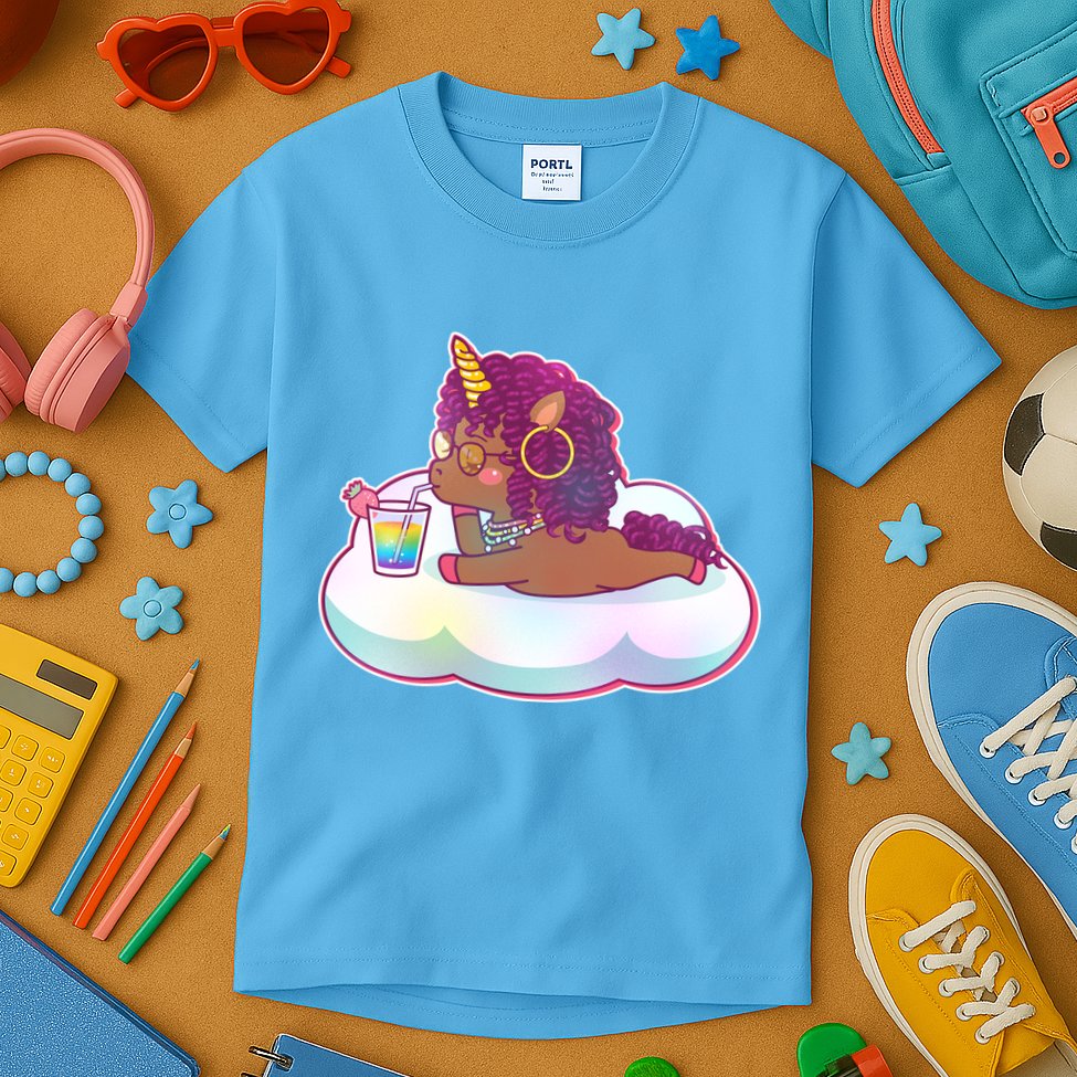 Cute Afro Unicorn Kids T-Shirt