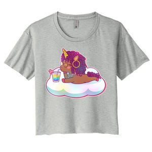 Cute Afro Unicorn Women's Crop Top Tee