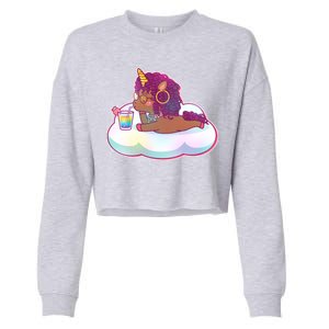 Cute Afro Unicorn Cropped Pullover Crew