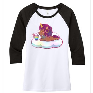 Cute Afro Unicorn Women's Tri-Blend 3/4-Sleeve Raglan Shirt