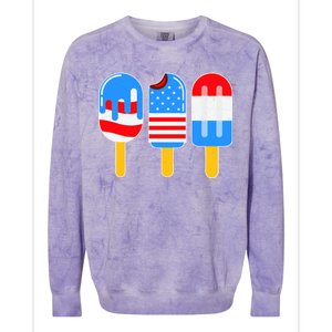 Cute American Flag Popsicles  Colorblast Crewneck Sweatshirt