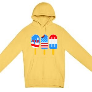 Cute American Flag Popsicles  Premium Pullover Hoodie