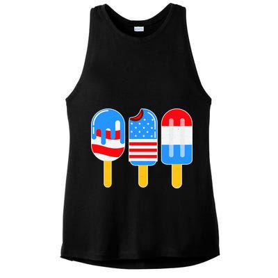 Cute American Flag Popsicles  Ladies PosiCharge Tri-Blend Wicking Tank