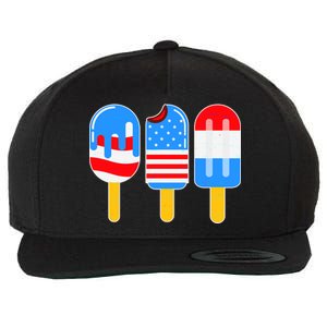 Cute American Flag Popsicles  Wool Snapback Cap