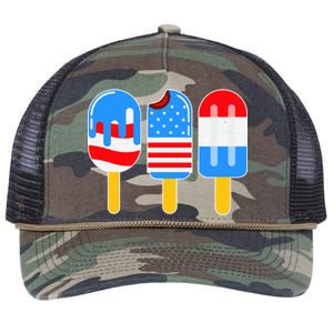 Cute American Flag Popsicles  Retro Rope Trucker Hat Cap