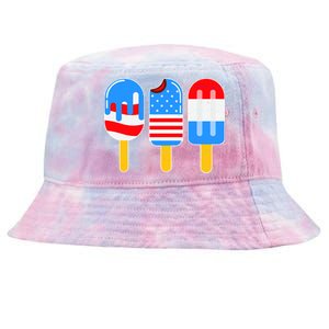 Cute American Flag Popsicles  Tie-Dyed Bucket Hat