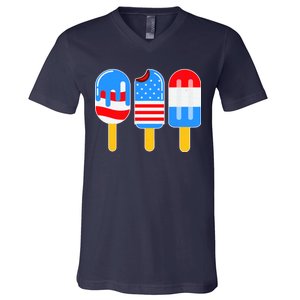 Cute American Flag Popsicles  V-Neck T-Shirt