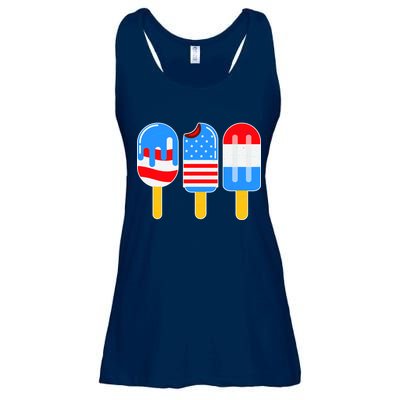 Cute American Flag Popsicles  Ladies Essential Flowy Tank