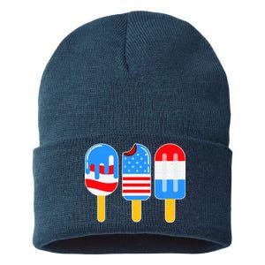 Cute American Flag Popsicles  Sustainable Knit Beanie