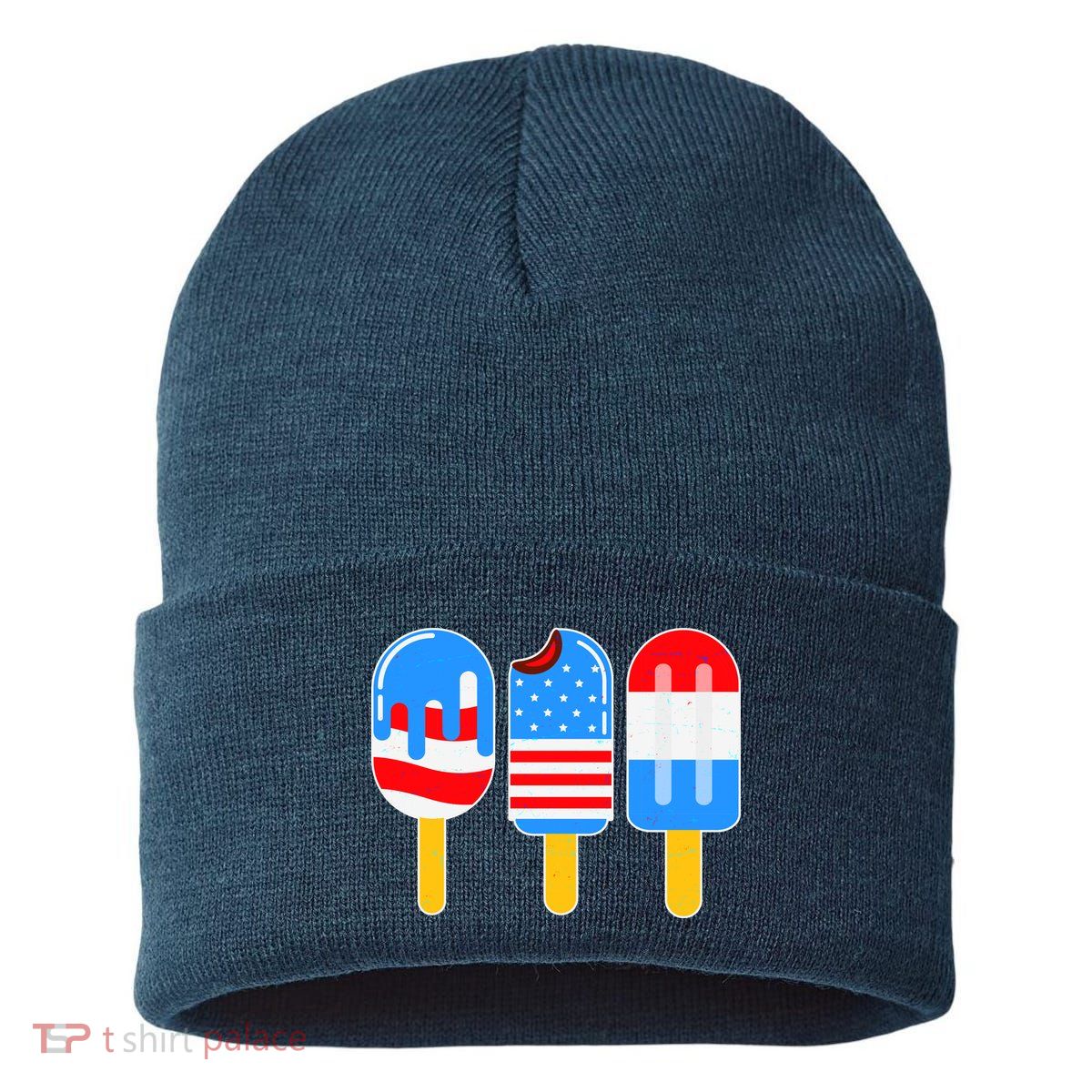 Cute American Flag Popsicles  Sustainable Knit Beanie
