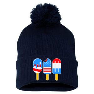 Cute American Flag Popsicles  Pom Pom 12in Knit Beanie