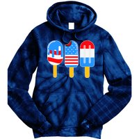 Cute American Flag Popsicles  Tie Dye Hoodie