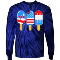 Cute American Flag Popsicles  Tie-Dye Long Sleeve Shirt