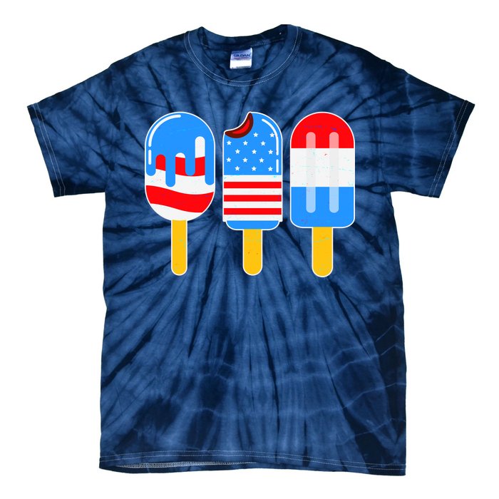 Cute American Flag Popsicles  Tie-Dye T-Shirt