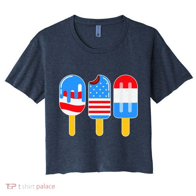 Cute American Flag Popsicles  Crop Top