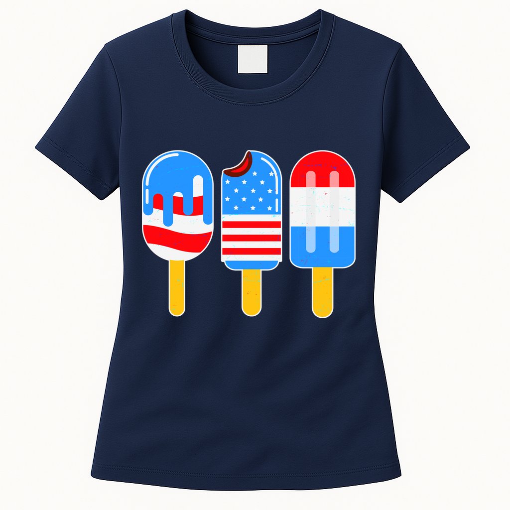Cute American Flag Popsicles  Womens T-Shirt