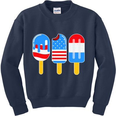 Cute American Flag Popsicles  Kids Sweatshirt