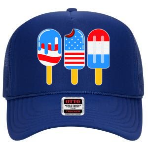 Cute American Flag Popsicles  High Crown Mesh Back Trucker Hat