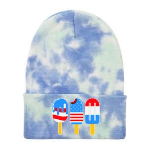 Cute American Flag Popsicles  Tie Dye 12in Knit Beanie