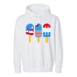 Cute American Flag Popsicles  Garment-Dyed Fleece Hoodie