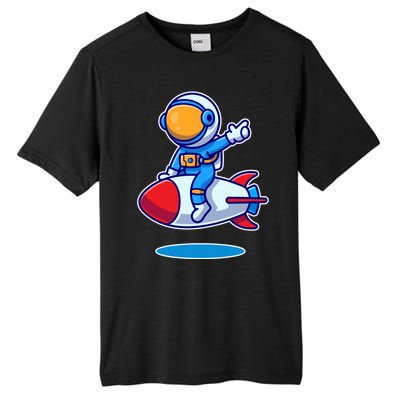 Cute Astronaut On Rocket Cartoon Tall Fusion ChromaSoft Performance T-Shirt