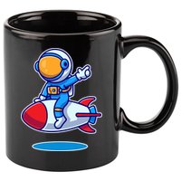 Cute Astronaut On Rocket Cartoon 11oz C Handle Ceramic Mug