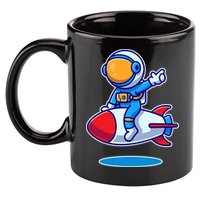 Cute Astronaut On Rocket Cartoon 11oz C Handle Ceramic Mug