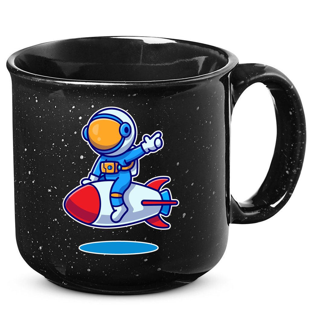 Cute Astronaut On Rocket Cartoon 15oz Campfire Ceramic Mug
