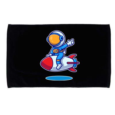 Cute Astronaut On Rocket Cartoon Microfiber Hand Towel