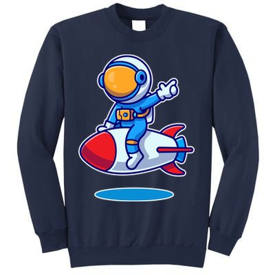 Cute Astronaut On Rocket Cartoon Sweatshirt