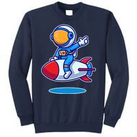 Cute Astronaut On Rocket Cartoon Sweatshirt