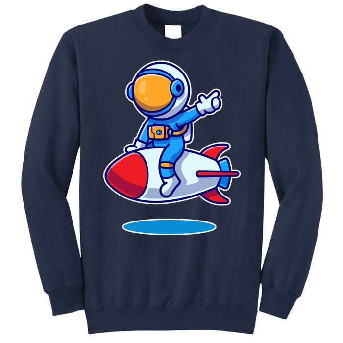 Cute Astronaut On Rocket Cartoon Sweatshirt