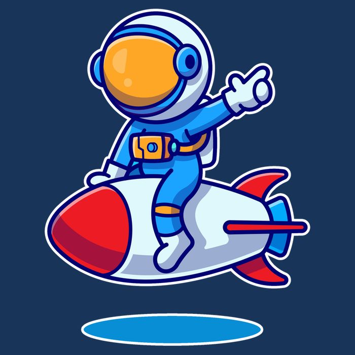 Cute Astronaut On Rocket Cartoon T-Shirt