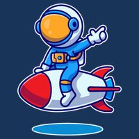 Cute Astronaut On Rocket Cartoon Flatbill Hat