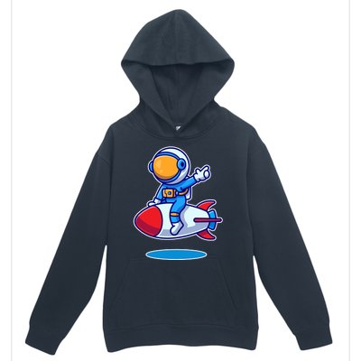 Cute Astronaut On Rocket Cartoon Urban Pullover Hoodie