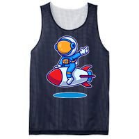 Cute Astronaut On Rocket Cartoon Mesh Reversible Basketball Jersey Tank