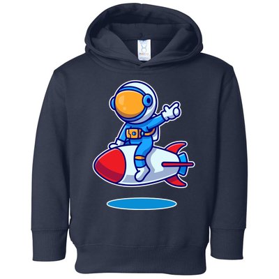 Cute Astronaut On Rocket Cartoon Toddler Hoodie